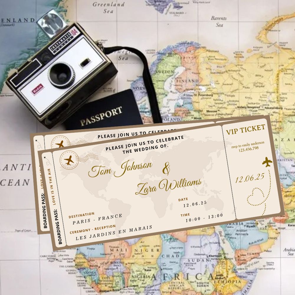 boarding pass wedding