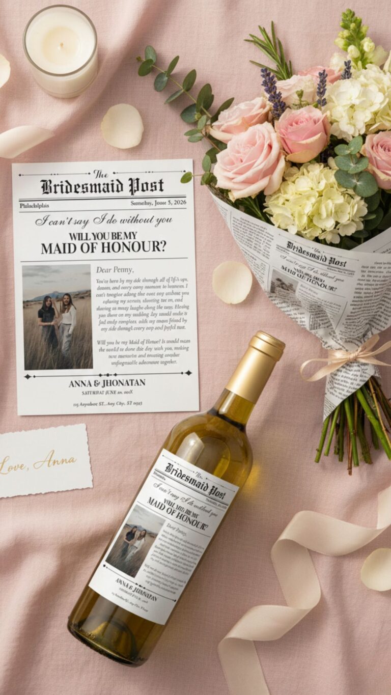 bridesmaid proposal newspaper