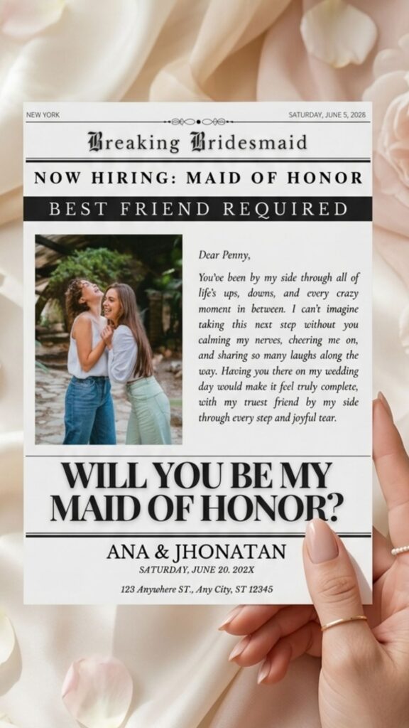 Pinterest Future Wedding Newspaper Bridesmaid Template 2 576x1024