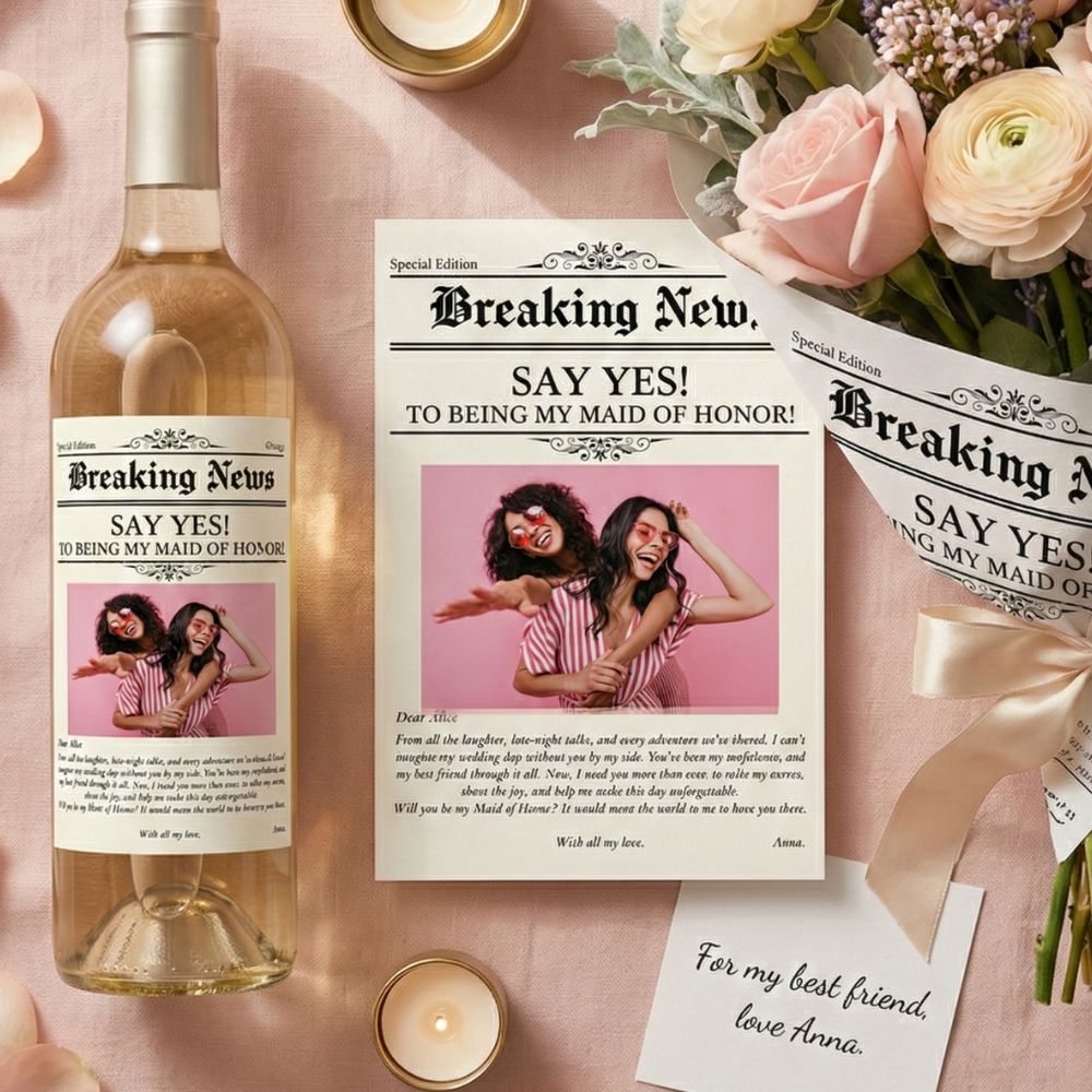 bridesmaid proposal newspaper